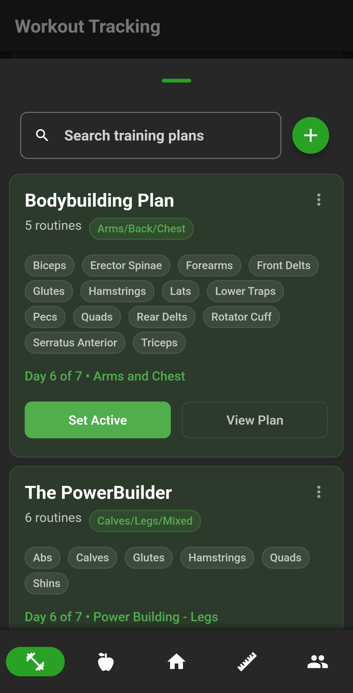 Training plan management with multiple workout programs